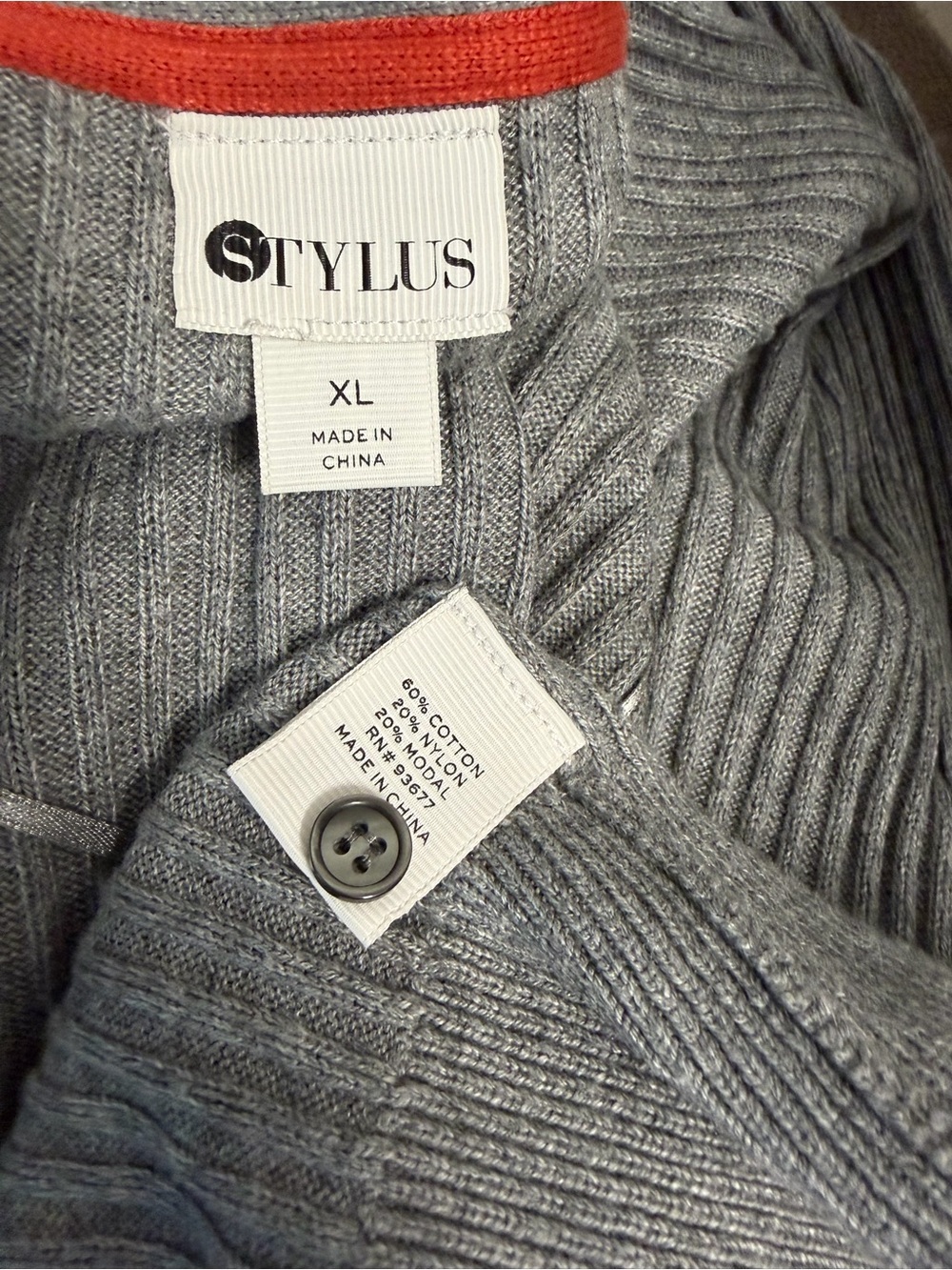 STYLUS Grey Ribbed Longline Button-Front Cardigan - Picture 5 of 9